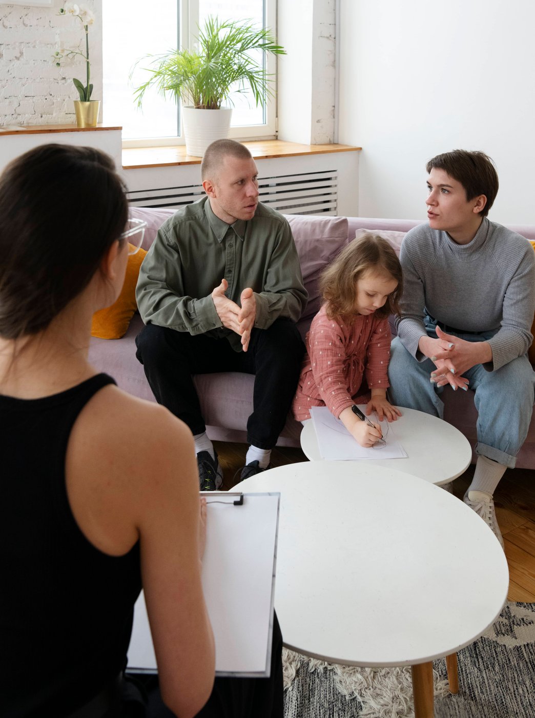 Group discussion during mediation session
