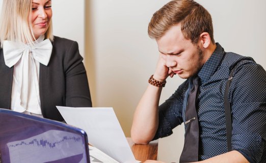 Attorney consulting with family law client